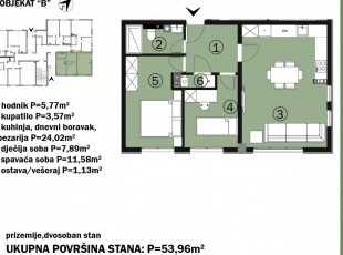 OFF PLAN 2BDR apartment 53.96sqm south oriented in a closed-type apartment complex Stup, Sarajevo - FOR SALE