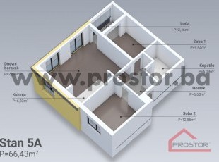 OFF PLAN two-bedroom apartment (appx 68 sq.m) with two-sided orientation in high quality building under construction! Buća Potok – FOR SALE