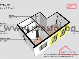 Functional 43 sq.m. two-side oriented 1BDR apartment in a high quality building under construction! Buca Potok, Sarajevo - FOR SALE
