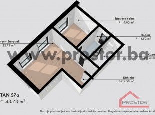 Functional 43 sq.m. two-side oriented 1BDR apartment in a high quality building under construction! Buy now and get 1% OFF PLAN discount! Buca Potok, Sarajevo - FOR SALE