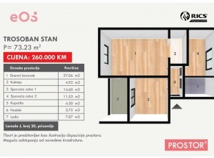 VRTOVI SUNCA! Trosoban stan dvostrane orjentacije s lođom i baštom u zgradi novije gradnje. Cijena 3.550,00 KM/m2!