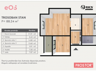 Spacious two bedroom apartment, with three sided orientation, Centar Municipality