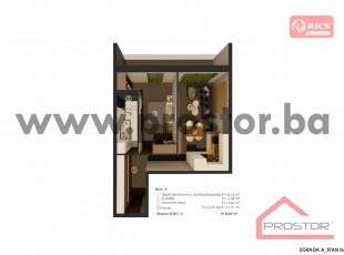 A comfortable and functional two-bedroom apartment with an area of 54.85sq.m. on the first floor, with a terrace, located in a modern complex under construction near the Dobrinja River. The price of the apartment includes a garage parking space