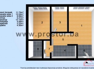 Trosoban svijetao stan izvrsne dispozicije i južne orijentacije, Vogošća. Vlasništvo 1/1. Cijena: 1.400KM/m2 - PRODANO!